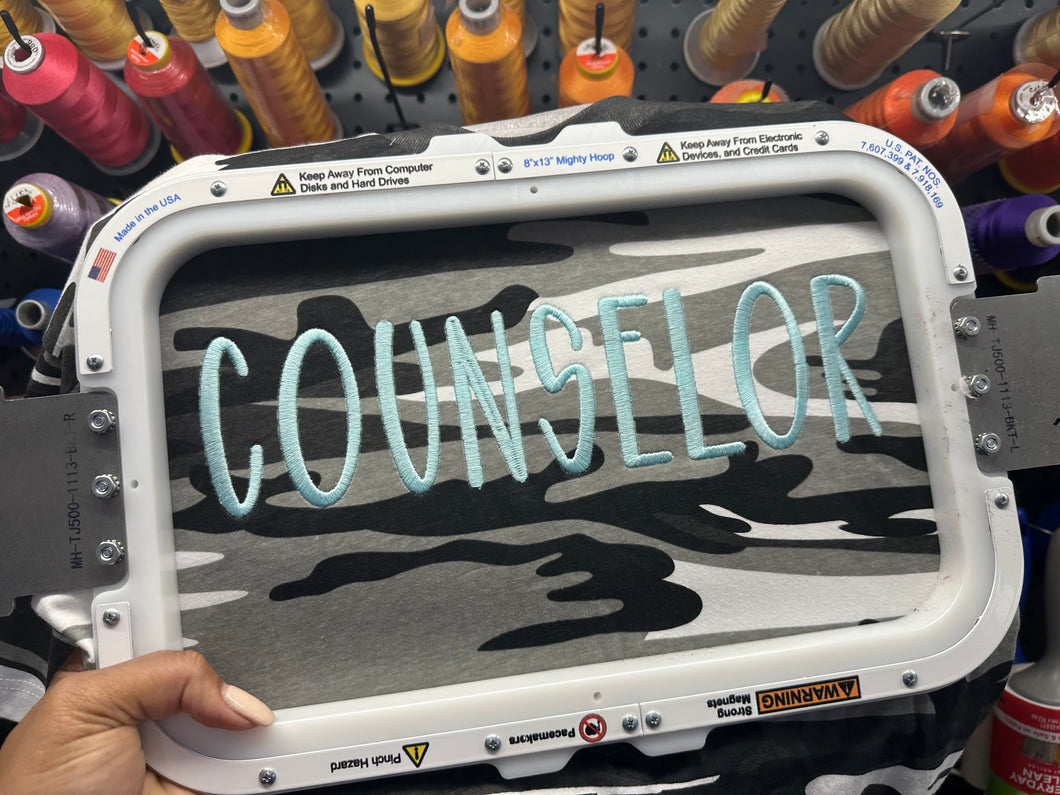 Camo Counselor Embroidered T-Shirt Black/White